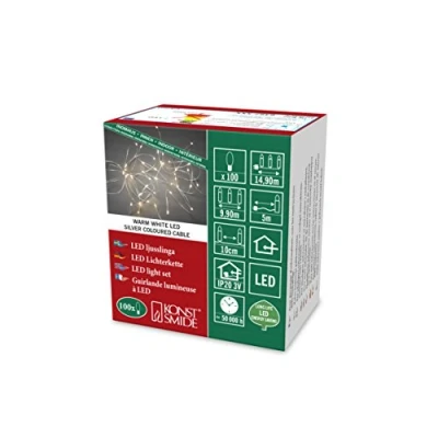 Afbeelding van Draadverlichting led kerstverlichting binnen 100 lampjes 14.9 me