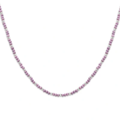 Afbeelding van zilver gerhodineerd collier bolletjes gediamanteerd en violet glas 3,0 mm 41 + 4 cm 1336413 horloge Zilverkleur 45