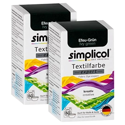 Afbeelding van simplicol textielverf expert klimopgroen: creatief textiel, wol en zijde groen verven, wasmachine handwas, 2x150g