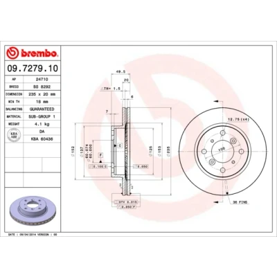 Afbeelding van Brembo Remschijf 09.7279.10