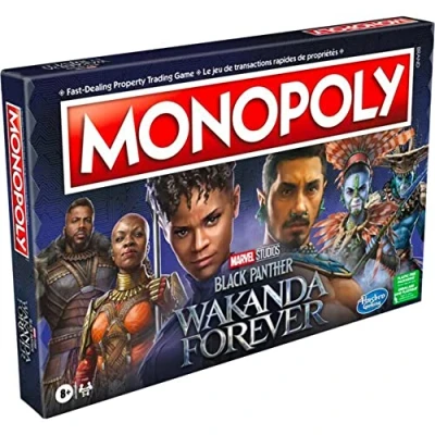 Afbeelding van MONOPOLY: Marvel Studios&#039; Black Panther: Wakanda Forever Edition bordspel voor gezinnen en kinderen vanaf 8 jaar, spel 2 6 spelers