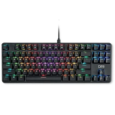Afbeelding van DR1TECH DR10031 Raven Gaming Mechanisch Toetsenbord RGB Voor PC 87 Knoppen Anti Ghosting TKL Keyboard, USB Kabel,Zwart