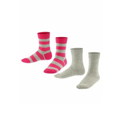Afbeelding van Falke Happy Stripe 2Pack multipack Sokken voor kinderen, Maat: 23 26, Light grey