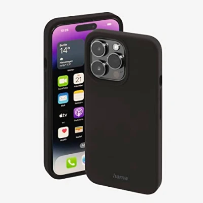 Afbeelding van Hama MagCase Finest Feel Pro Cover Hoesje geschikt voor Apple iPhone 14 Max Compatibel met Magasafe TPU materiaal Zijdezacht afwerking Krasbestendig Perfecte Pasvorm Zwart