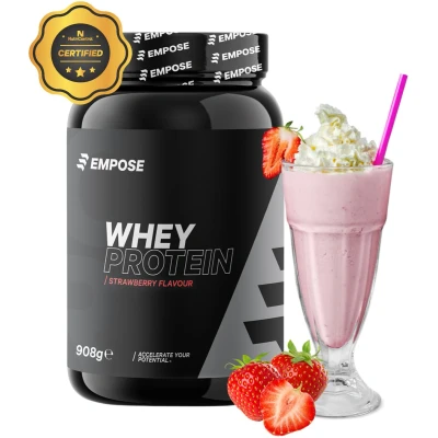 Afbeelding van Empose Nutrition Whey Protein Proteine Poeder Eiwitpoeder Aardbei 908 gram 30 doseringen
