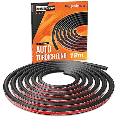 Afbeelding van Upgrade4cars Universele autodeurafdichting, rubberen profielen voor autodeuren, D vormige zelfklevende afdichting strip, 12 meter