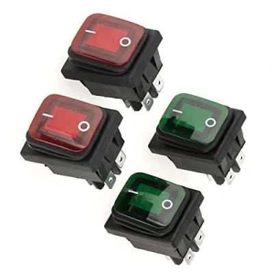 Afbeelding van 70g 4 stks/set Zwart Waterdicht Pin 2 Posities AAN UIT Rood Groen Lamp Tuimelschakelaar, Geweldig Waterdicht, Stofdicht en Oliebestendig Prestaties