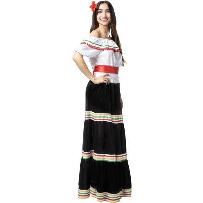 Afbeelding van Funidelia Mexicaans Kostuum voor vrouwen Mexico &amp; Mariachi&#039;s, Mexicaanse schedel, Halloween, Day of the Dead Volwassenen Accessoire verkleedkleding en rekwisieten carnaval feesten Maat XXL Zwart