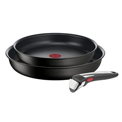 Afbeelding van Tefal L3959143 Ingenio Unlimited On 3 delige Set stapelbaar, roestvrij staal, veilige antiaanbaklaag, inductie, losse greep, veelzijdig, ruimtebesparend, warmte indicator,zwart