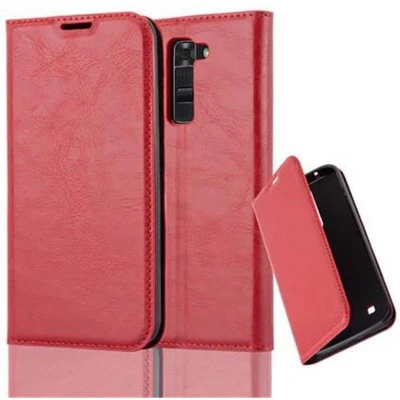 Afbeelding van Cadorabo Hoesje geschikt voor LG K7 2017 in APPEL ROOD Beschermhoes met magnetische sluiting, standfunctie en kaartvakje Book Case Cover Etui