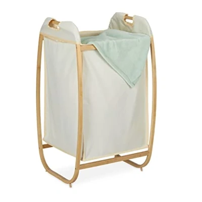 Afbeelding van Relaxdays wasmand bamboe waszak 70 l wasgoed mand badkamer wasbox zonder deksel