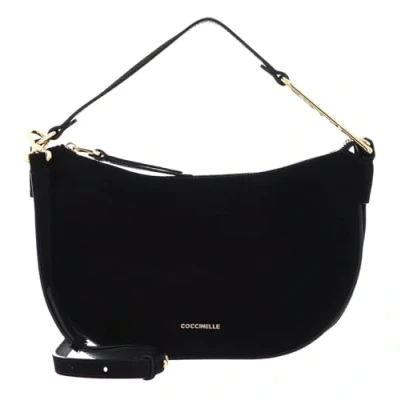 Afbeelding van Coccinelle Leren Schoudertas Priscilla Su. Dr Handbag Grained Leather Noir Zwart