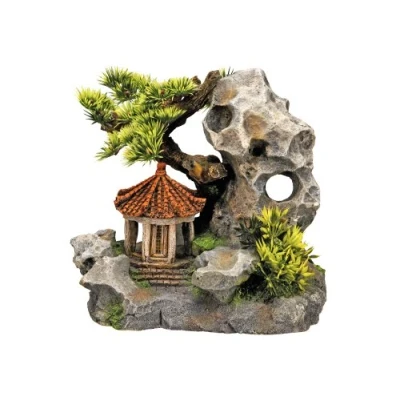 Afbeelding van Nobby Aqua Ornaments &quot;Temple AN KLIPPE&quot; met planten 19 x 13 17,2 cm