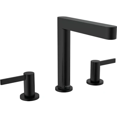 Afbeelding van Hansgrohe finoris driegats wastafelmengkraan 160 met pushopen mat zwart 76034670