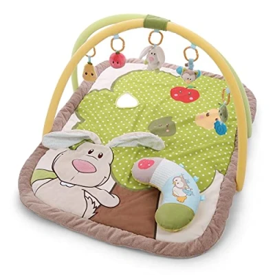 Afbeelding van NICI Activiteitendeken met Speelkussen Konijn en Uil, 80 x 110 cm I Speelboog 5 Afneembare Figuren in Draagtas Baby Speelkleed 48510