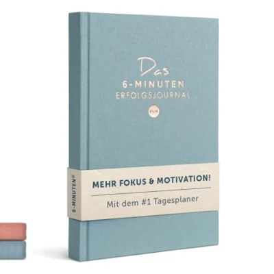 Afbeelding van Het 6 minuten succesdagboek PUR (de opvolgende versie) gefocuste en serieuze doelen bereiken dagelijks voor meer motivatie, mindfulness succes (aquarelblauw, Duits)