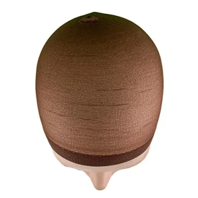 Afbeelding van LUTTMANN® Set van 2 pruikkapjes, nylon netcaps, kanten haarvervanging, onderkap voor pruikdragers, in verschillende uitvoeringen (nylon bruin)