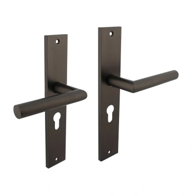 Afbeelding van Deurklink Bastian op schild 245x45 mm profielcilindergat 55mm antracietgrijs