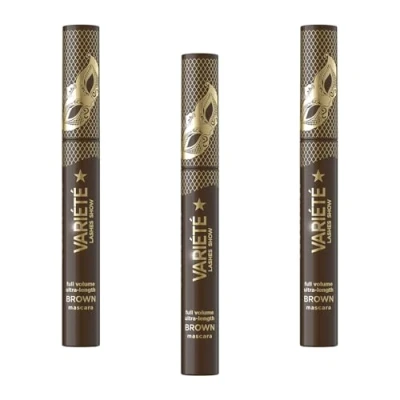 Afbeelding van Eveline Cosmetics Variété Brown volume en verlengende mascara, verhoogt wimpervolume lengte met langdurige formule, ideaal voor lichtere haarkleuren