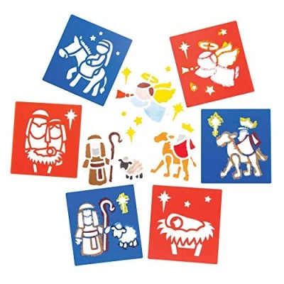 Afbeelding van Baker Ross Sjablonen &quot;Kerstverhaal&quot; (set van 6), perfect voor kinderen het maken en ontwerpen boeken, kaarten afbeeldingen met thema Halloween, 15 x 14 cm