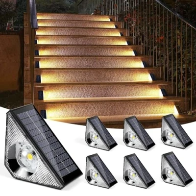 Afbeelding van ZWOOS Zonnelampen voor buiten, 2700 K, warmwit, led traplicht, tuin, IP65 waterdicht, vloerverlichting, tuinlampen looppad, trap, pad, 6 stuks