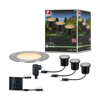 Afbeelding van Paulmann 94717 Plug &amp; Shine LED buitenverlichting grondinbouwlamp Floor set van 3 insectvriendelijk IP67 2200K 3x4,5W antraciet rond metaal