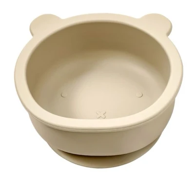 Afbeelding van Dutsi Beertje Serie Siliconen Babykommetje met Beren Ontwerp 350ml Lichtbeige