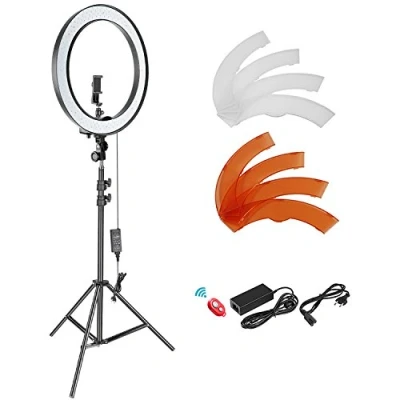 Afbeelding van NEEWER 18 inch SMD led ringlamp, dimbare verlichtingsset met 78,7 lichtstandaard filter en flitsschoenadapter voor studio verlichting portretten, YouTube, TikTok, video opnames (geen