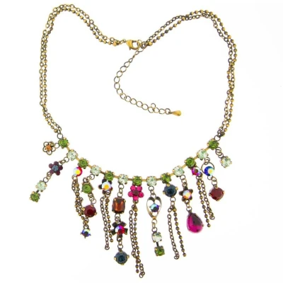 Afbeelding van Behave Vintage ketting goud kleur met multi stenen 40 cm