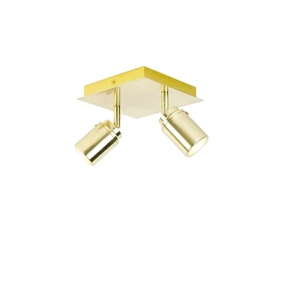 Afbeelding van QAZQA Moderne badkamer spot messing vierkant 2 lichts IP44 Ducha