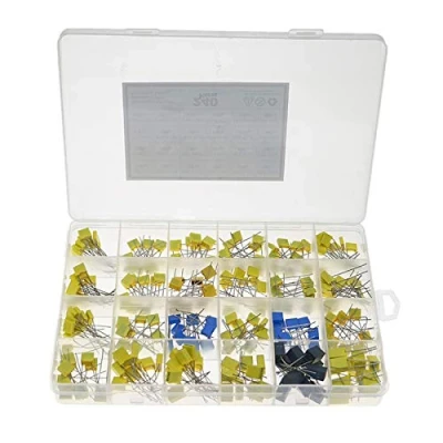Afbeelding van Elektrolytische Condensator Assortiment kit, 240pcs / doos 63V 100V 24Value 1NF 1UF correctiecondensator pakket polypropyleen veiligheid plastic filmcapacitor kit