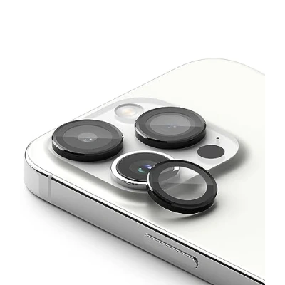 Afbeelding van Ringke Camera Lens Frame Glass Protector Compatibel met iPhone 15 Pro Max, Glazen Deksel Aluminium Camerabeschermer, Lensbeschermer Black