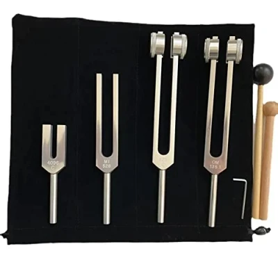 Afbeelding van Diapason, Diapason 528Hz, set van 4 stemvorken (128 Hz, 136,1 MI 528 4096 Hz), ideaal voor therapie, chakra klanktherapie, lichaam en geest ontspannen houden