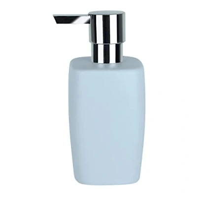 Afbeelding van Spirella Retro zeepdispenser, met roestvrijstalen pomp, vloeibare porselein, 300 ml, duurzaam en robuust, pastelblauw