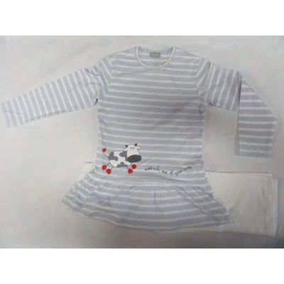 Afbeelding van Wiplala Pyjama Katoen Meisje Koe Wit / bleek blauw 8 jaar 128