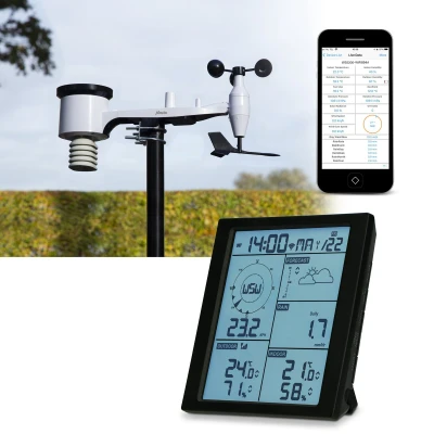 Afbeelding van Alecto WS5200 Professioneel 6 in 1 wifi weerstation met app en draadloze buitensensor, zwart White Black