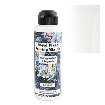 Afbeelding van Ideen mit Herz Royal Flash Pouring Mix 2 in 1, gieten medium &amp; metallic acrylverf met glittereffect, 180 ml, geen verder mengen vloeistof, of siliconenolie nodig (parelmoer)