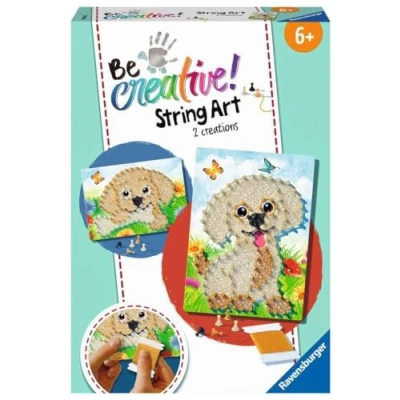 Afbeelding van BeCreative String Art Hunde Kreative Fadenbilder mit süßen Welpen, für Kinder ab 6 Jahren