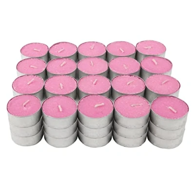 Afbeelding van 60 stuks Theelichtjes bloemen explosie geur, waxinelichtjes kleur fuchsia, geurtheelichtjes, geurkaarsen, 4,5 uur verbranding