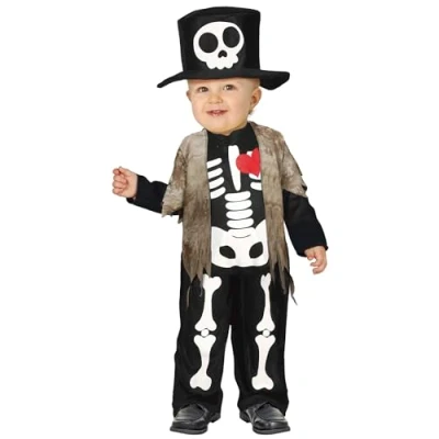 Afbeelding van Guirca Spook &amp; Skelet Kostuum Klein Wandelend Harry Bones Kind Zwart / Wit 12 18 maanden Halloween Verkleedkleding