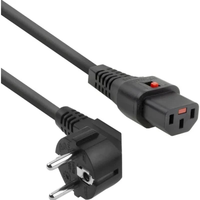 Afbeelding van ACT AK5323 Netsnoer CEE 7/7 Male (haaks)/C13 IEC Lock Zwart 2 meter EL182S 5 Stuks
