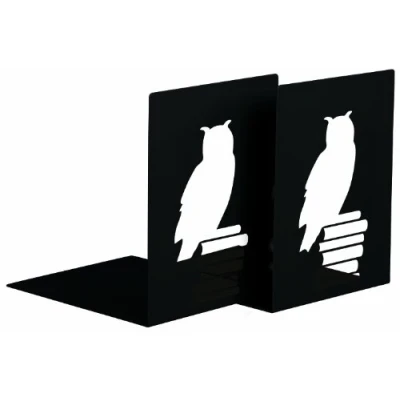 Afbeelding van Moses Libri_x Boekensteunen Uil Staal Zwart