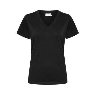 Afbeelding van Kaffe Kamarin Tshirt basic, Dames, Maat: XXL, Black deep