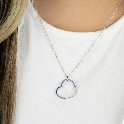 Afbeelding van Ketting 925 zilveren hart oceaan met zirkonia