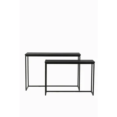 Afbeelding van Light &amp; Living Bryson sidetable hout set van 2 mat zwart Metaal