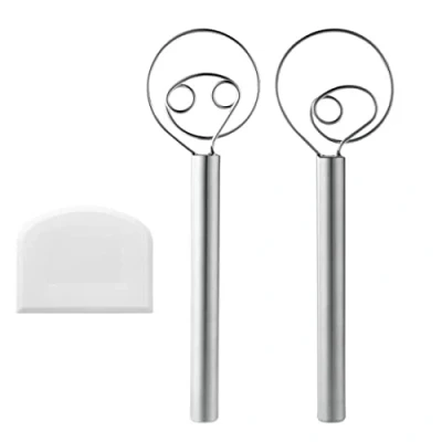 Afbeelding van ZMREN Deens deeg garde, 304 roestvrij stalen deeggarde, 2 stuks brooddeeg, Nederlandse deeg, handmixer, voor bakcake, dessert, zuurdeeg, pizza