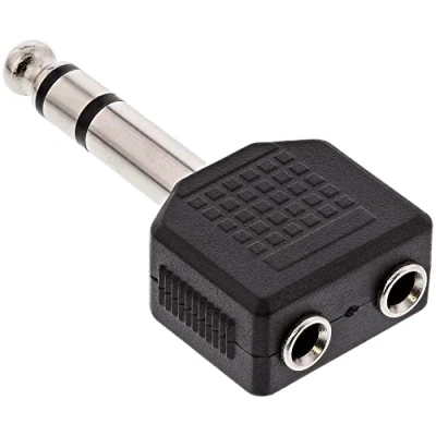 Afbeelding van InLine® Audio adapter, 6.3mm jack stekker Stereo naar 2x 3.5mm contraplug,