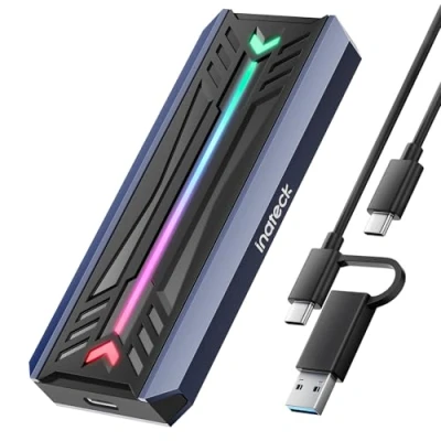 Afbeelding van Inateck RGB M.2 NVMe SATA SSD behuizing 10 Gbps, USB 3.2 Gen 2 ondersteunt UASP Trim voor NVME/SATA SSDs 2230/2242/2260/2280 (M Key/M&amp;B Key), installatie zonder gereedschap (tot 4TB), FE2024