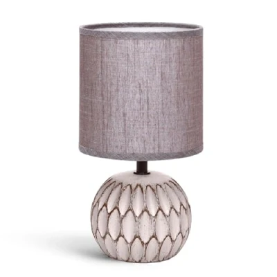 Afbeelding van Tafellamp Keramiek Lamp Met bruine kap en voetstuk H26 cm snoer 1.3 m E14 fitting Lampen niet inbegrepen