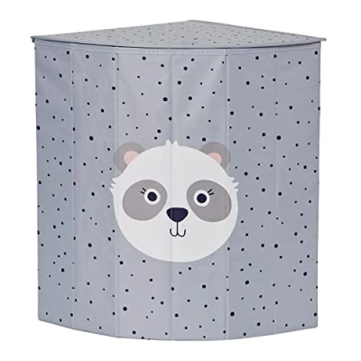 Afbeelding van LOVE IT STORE Wasmand met deksel Grijs panda Hoogwaardig stof 35x35x50 cm Ruimtebesparend en stevig